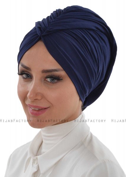 Amy - Marine Blå Bomuld Turban - Ayse Turban