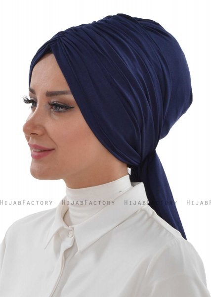Amy - Marine Blå Bomuld Turban - Ayse Turban