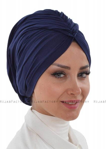 Amy - Marine Blå Bomuld Turban - Ayse Turban