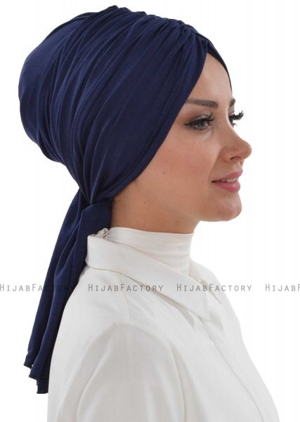 Amy - Marine Blå Bomuld Turban - Ayse Turban