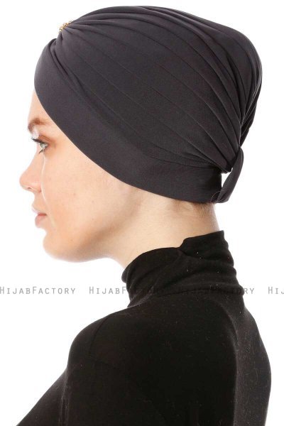 Arwa - Anthracite Crepe Chiffon Turban - Sehr-i Sal
