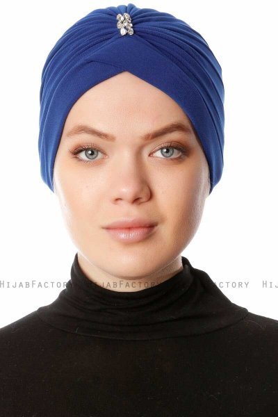Arwa - Blå Crepe Chiffon Turban - Sehr-i Sal