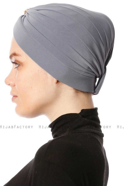 Arwa - Grå Crepe Chiffon Turban - Sehr-i Sal