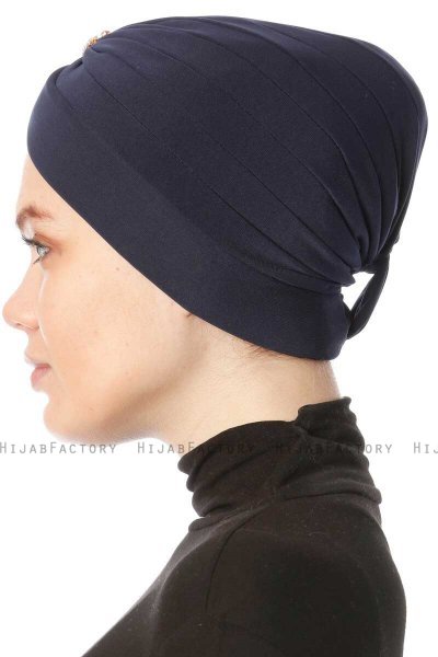 Arwa - Marine Blå Crepe Chiffon Turban - Sehr-i Sal