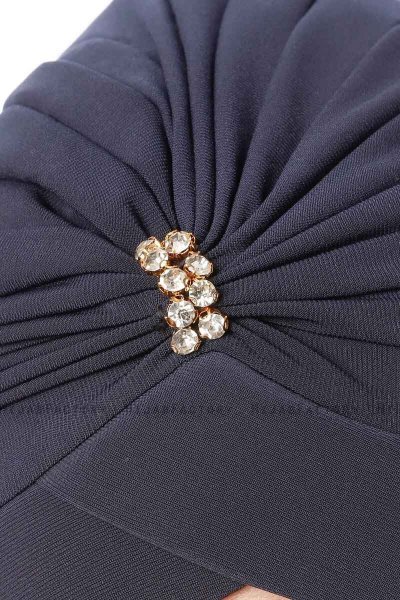 Arwa - Marine Blå Crepe Chiffon Turban - Sehr-i Sal