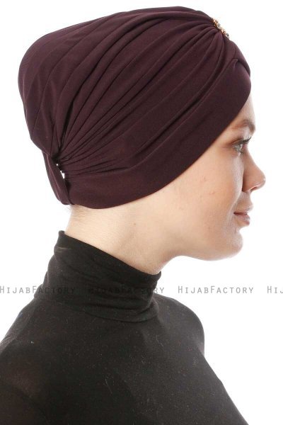Arwa - Blomme Crepe Chiffon Turban - Sehr-i Sal