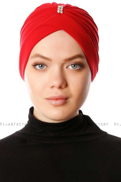 Arwa - Rød Crepe Chiffon Turban - Sehr-i Sal