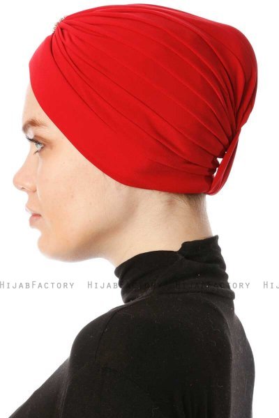 Arwa - Rød Crepe Chiffon Turban - Sehr-i Sal