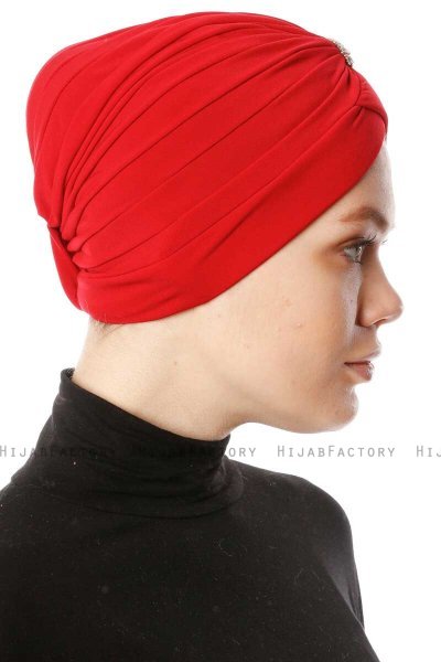 Arwa - Rød Crepe Chiffon Turban - Sehr-i Sal