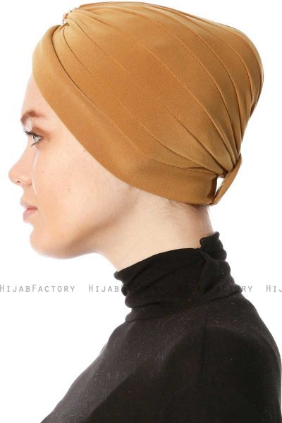 Arwa - Sennepsgul Crepe Chiffon Turban - Sehr-i Sal