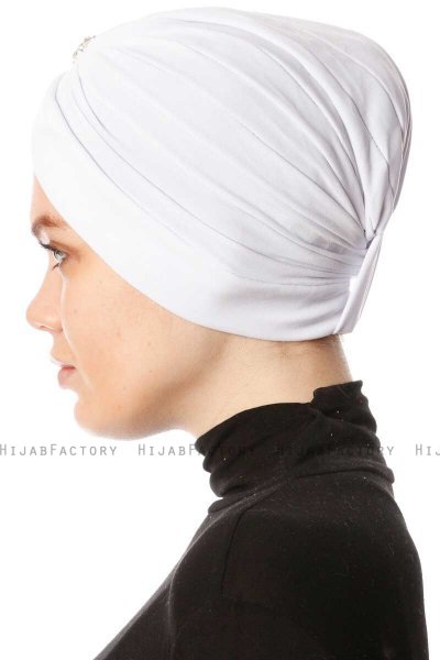 Arwa - Hvid Crepe Chiffon Turban - Sehr-i Sal