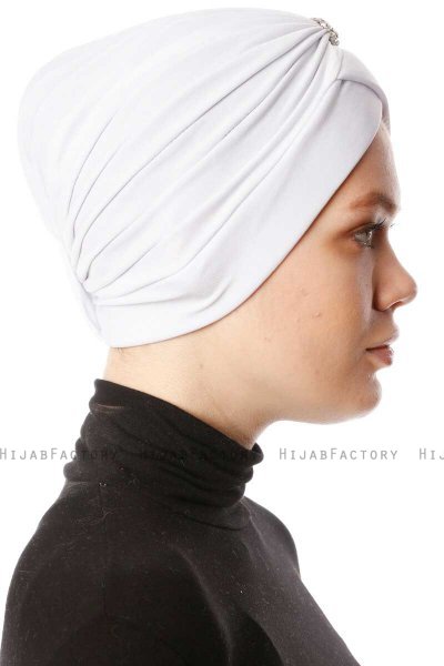 Arwa - Hvid Crepe Chiffon Turban - Sehr-i Sal