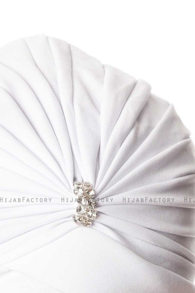 Arwa - Hvid Crepe Chiffon Turban - Sehr-i Sal