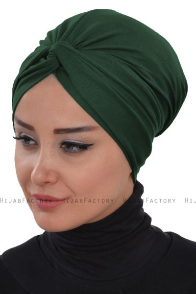 Astrid - Mørkegrøn Bomuld Turban - Ayse Turban
