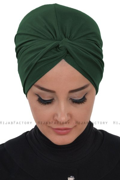 Astrid - Mørkegrøn Bomuld Turban - Ayse Turban