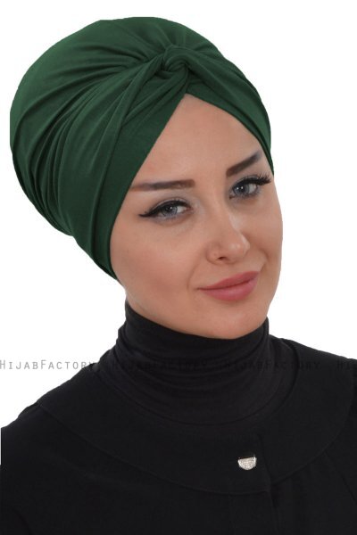 Astrid - Mørkegrøn Bomuld Turban - Ayse Turban