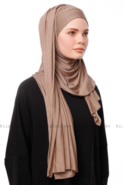 Asya - Mørk Taupe Praktisk Viskos Hijab