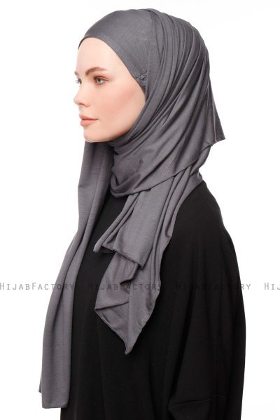 Asya - Mørkegrå Praktisk Viskos Hijab