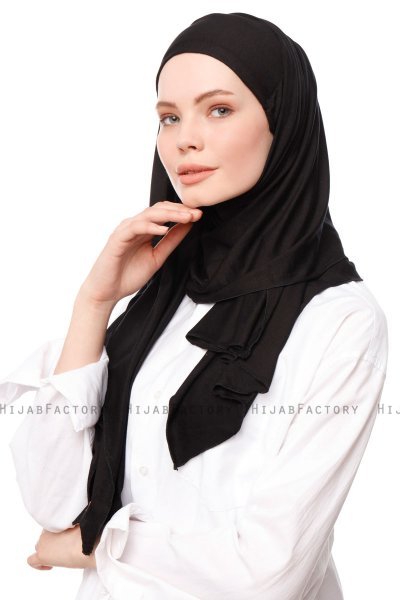 Asya - Sort Praktisk Viskos Hijab