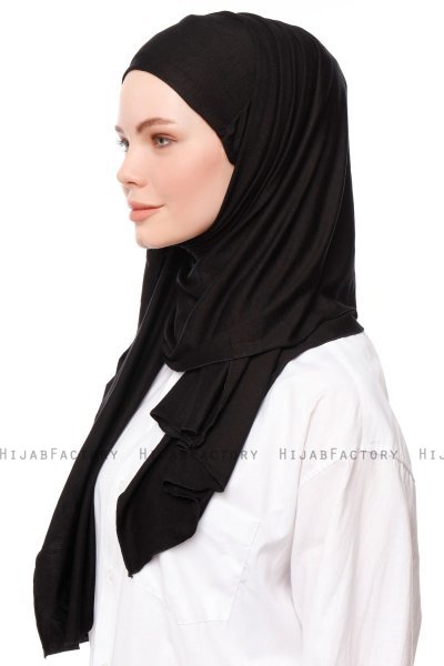Asya - Sort Praktisk Viskos Hijab