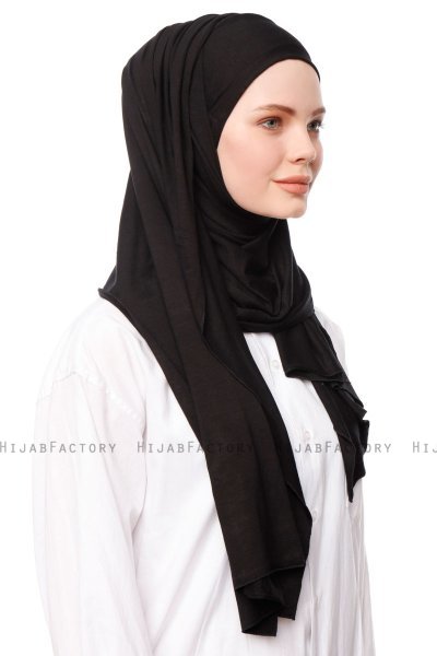 Asya - Sort Praktisk Viskos Hijab