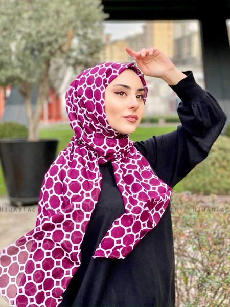 Atika - Bordeaux Mønstred Bomuld Hijab - Mirach