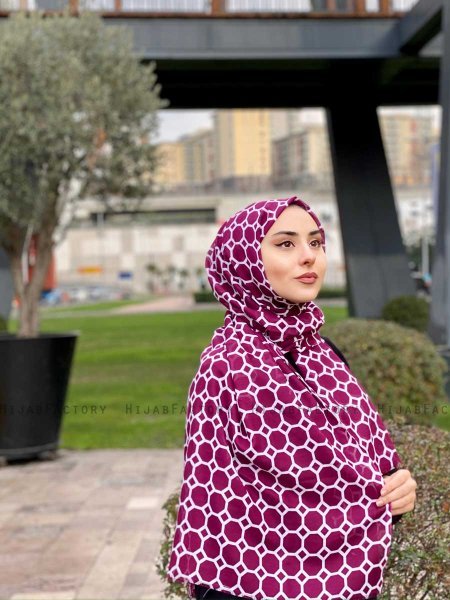 Atika - Bordeaux Mønstred Bomuld Hijab - Mirach