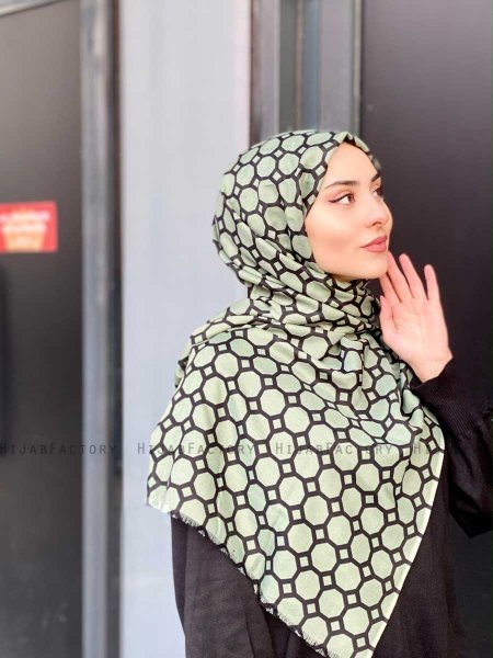 Atika - Grøn Mønstred Bomuld Hijab - Mirach