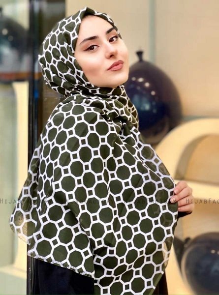 Atika - Khaki Mønstred Bomuld Hijab - Mirach