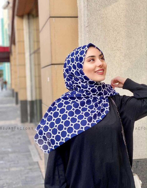 Atika - Marine Blå Mønstred Bomuld Hijab - Mirach