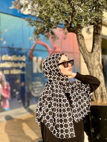 Atika - Sort Mønstred Bomuld Hijab - Mirach