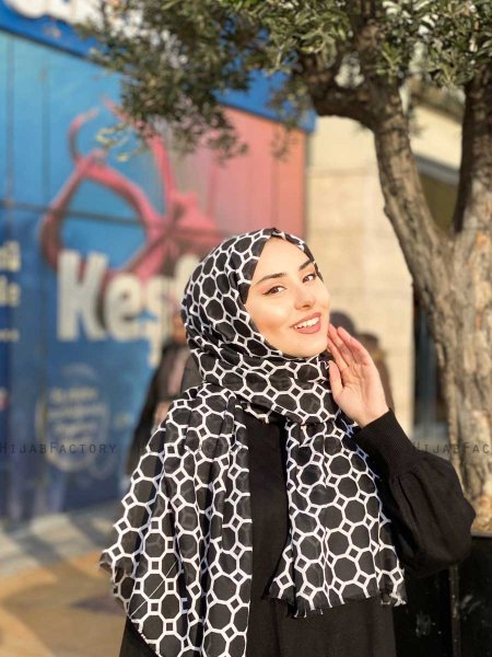 Atika - Sort Mønstred Bomuld Hijab - Mirach