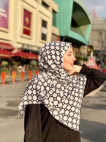 Atika - Hvid Mønstred Bomuld Hijab - Mirach