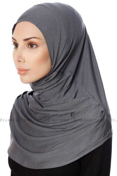Ava - Mørkegrå Sort One-Piece Al Amira Hijab - Ecardin