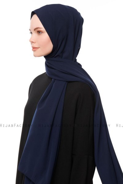 Aylin - Marine Blå Medine Silk Hijab - Gülsoy
