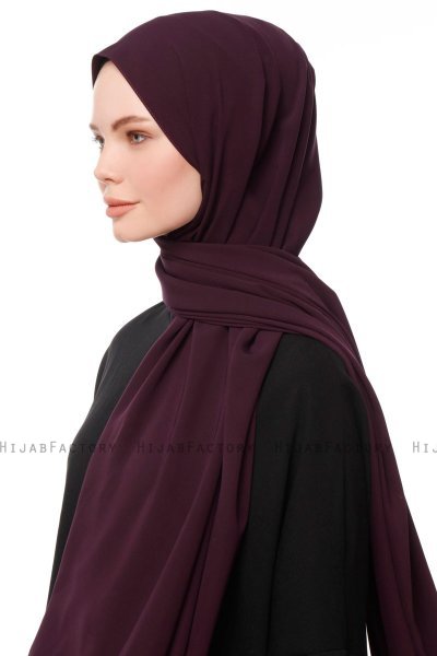 Aylin - Mørke Lilla Medine Silk Hijab - Gülsoy