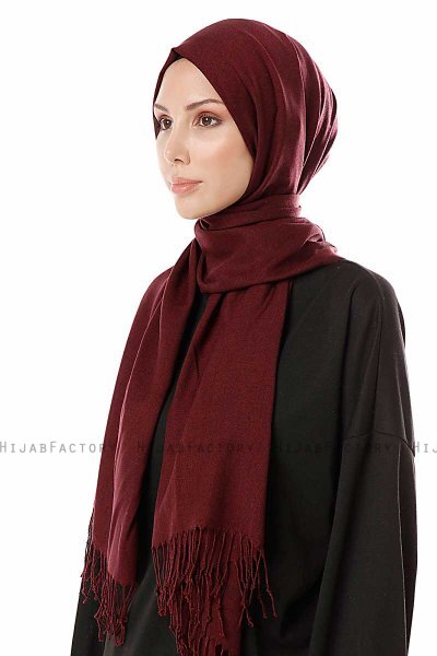 Aysel - Mørke Bordeaux Pashmina Hijab - Gülsoy