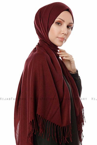 Aysel - Mørke Bordeaux Pashmina Hijab - Gülsoy