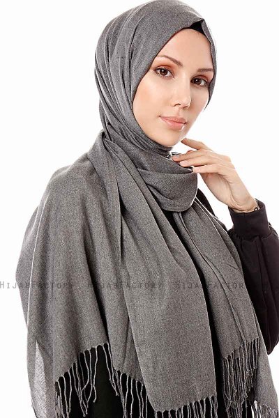 Aysel - Mørkegrå Pashmina Hijab - Gülsoy