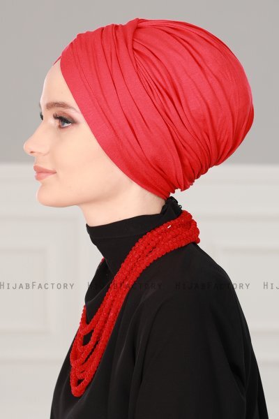 Fiona - Rød Bomuld Turban - Ayse Turban