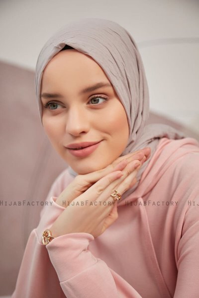 Serap - Beige Bamboo Crash Hijab