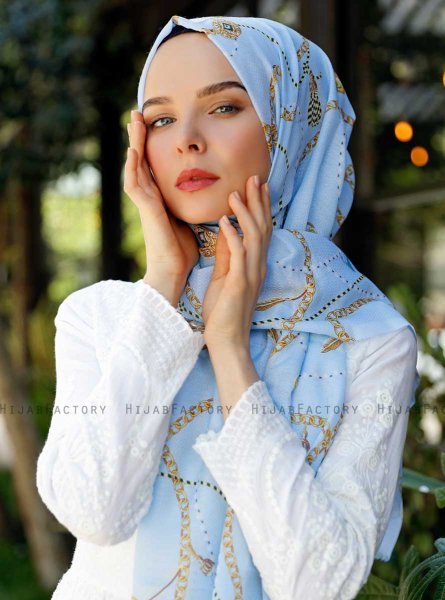 Bahr - Blå Mønstrede Hijab - Sal Evi