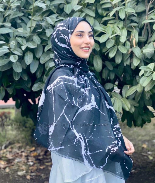 Benazir - Sort Mønstred Bomuld Hijab