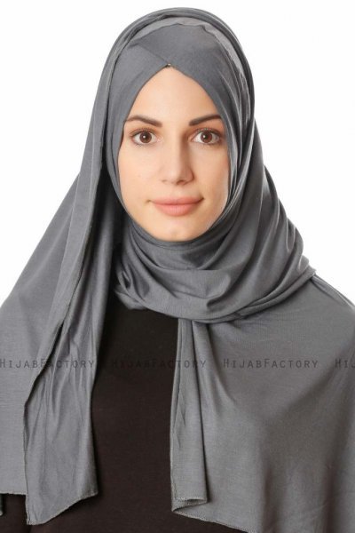 Betul - Mørkegrå 1X Jersey Hijab - Ecardin