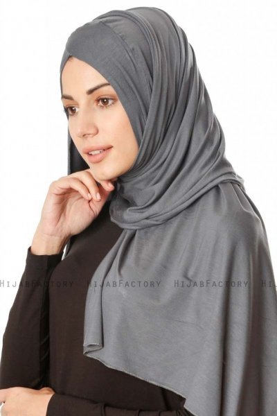 Betul - Mørkegrå 1X Jersey Hijab - Ecardin