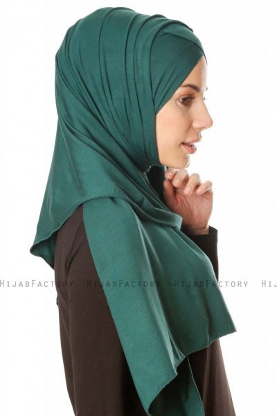 Betul - Mørkegrøn 1X Jersey Hijab - Ecardin