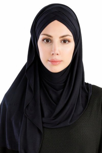 Cansu Svart 3X Jersey Hijab Sjal Ecardin 200901-1