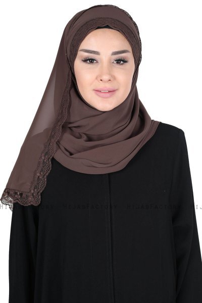 Carin - Brun Praktisk Chiffon Hijab