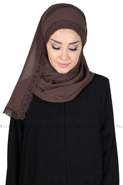 Carin - Brun Praktisk Chiffon Hijab