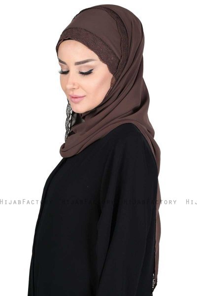 Carin - Brun Praktisk Chiffon Hijab